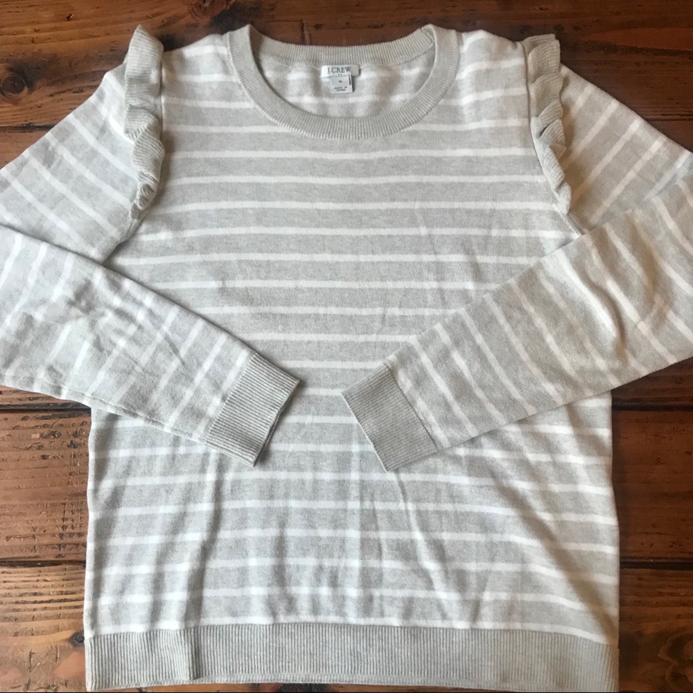 J. Crew ruffle shoulder sweater
